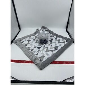 Lullaby Lane Zebra Baby Security Blanket Lovey Gray White Geometric Triangles